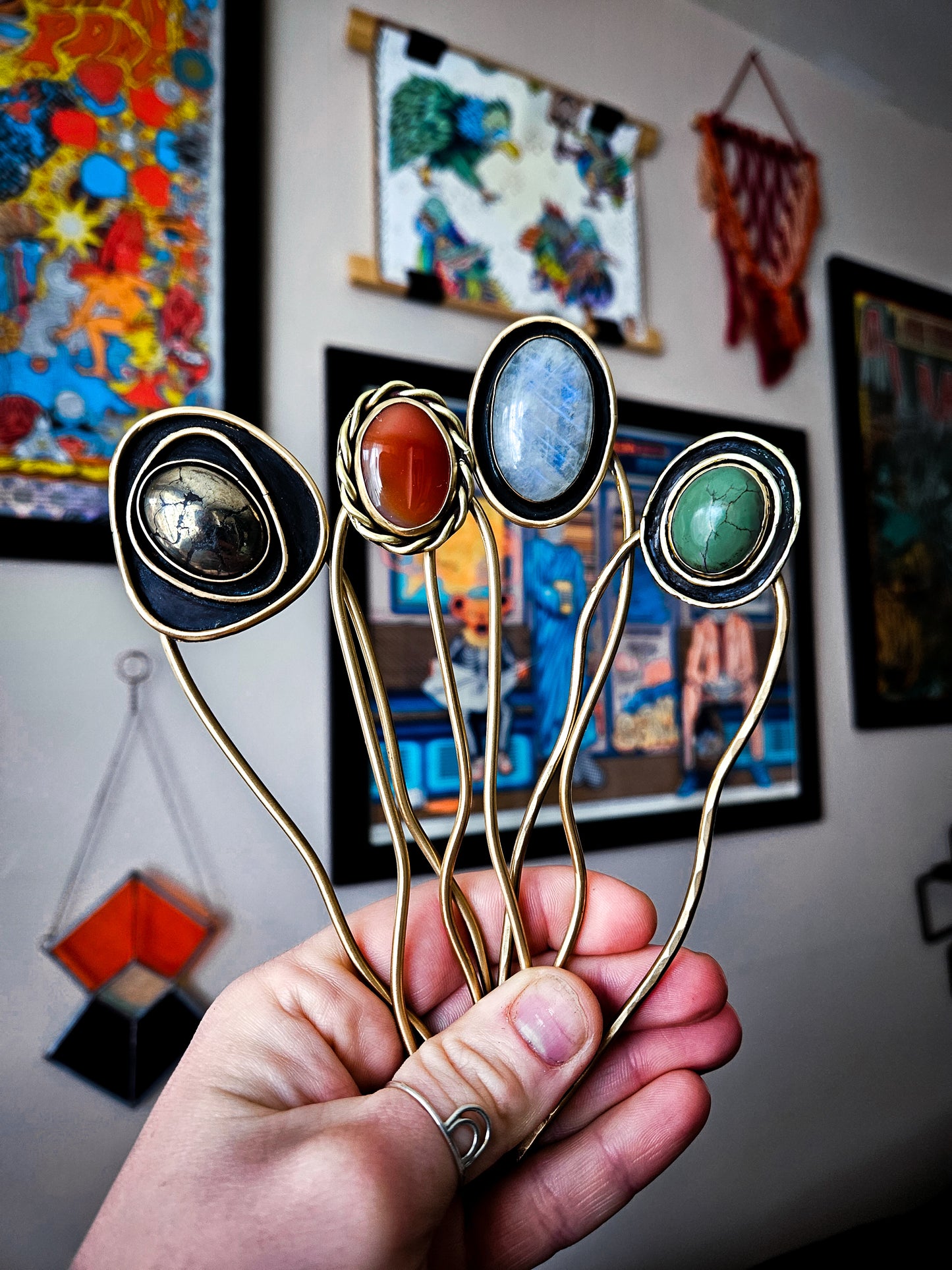Gemstone Hair Forks