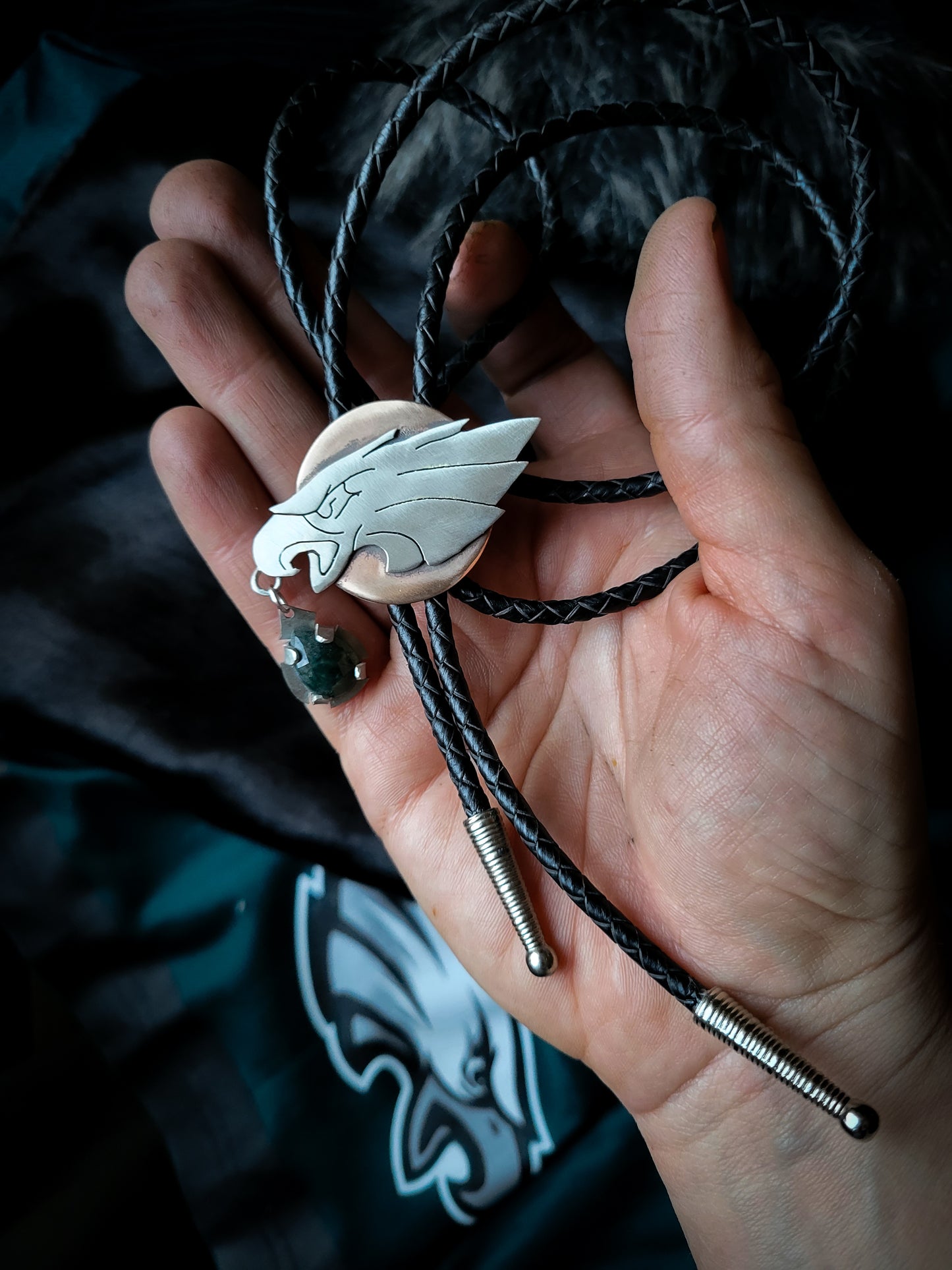 Eagle and Tree Moss Agate bolo