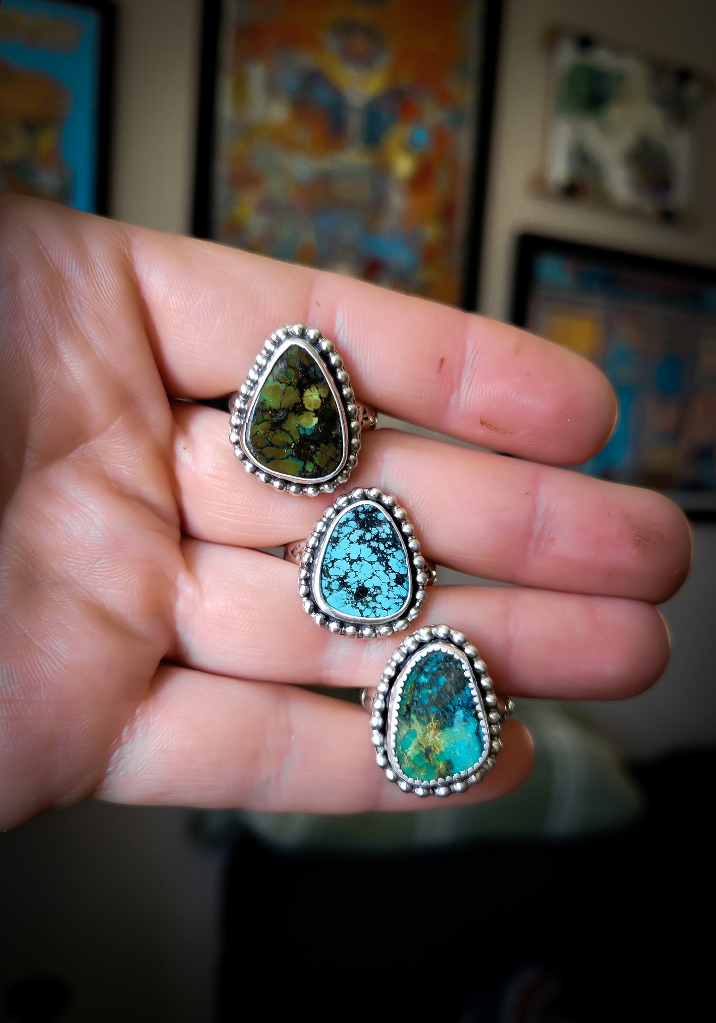 Studded Turquoise Rings