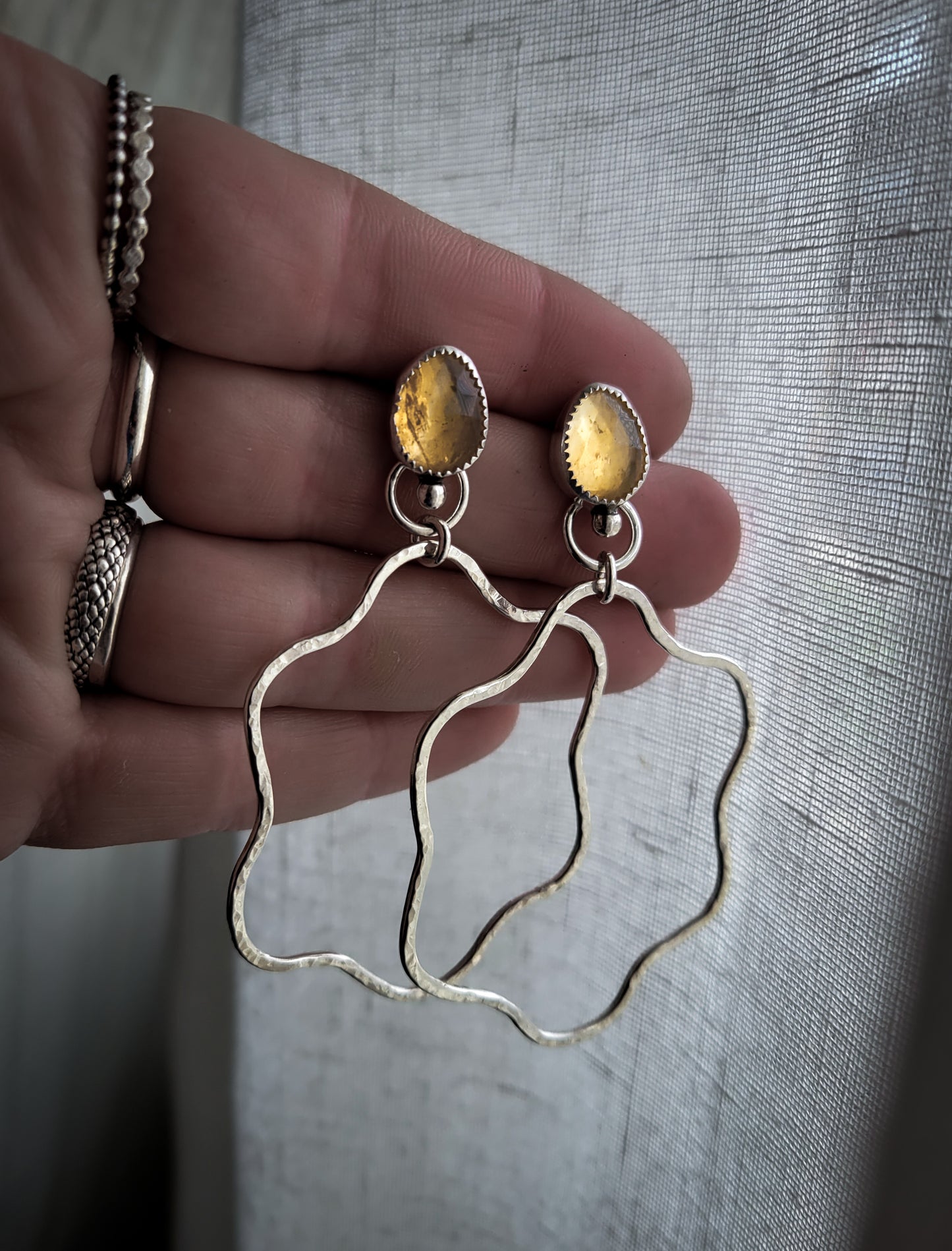 Citrine Squigg Hoops