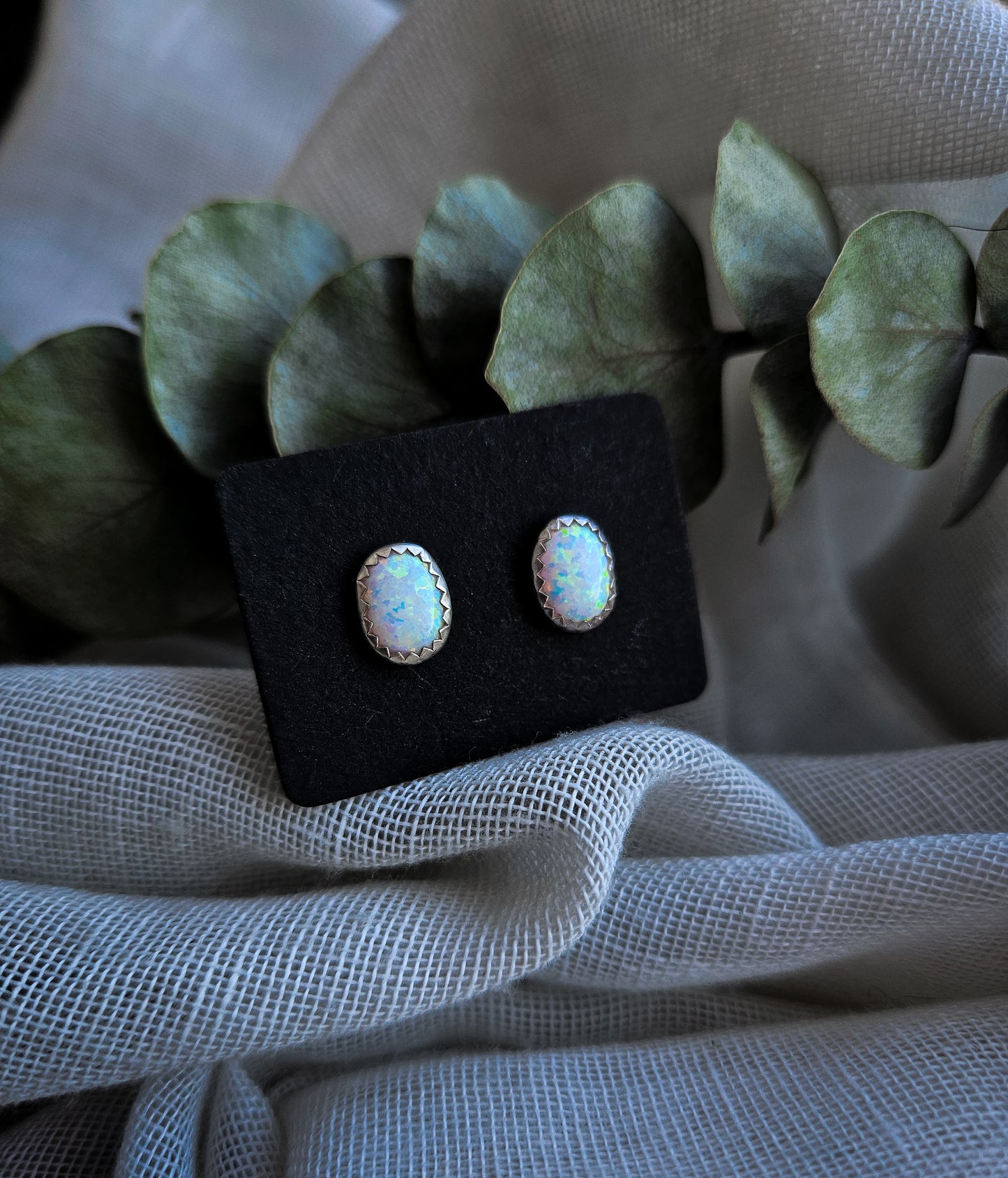 Sterling Silver + Synth Othal Studs