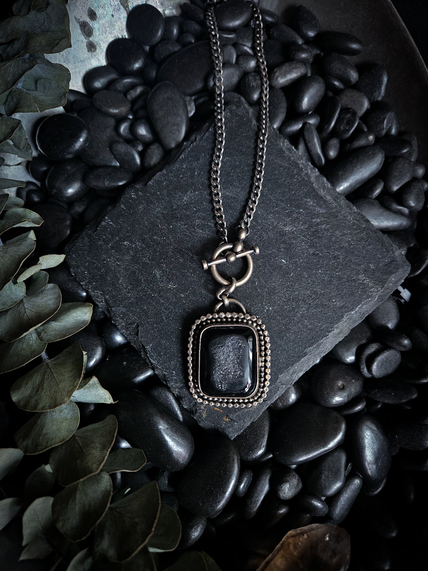 Black Widow Druzy Curb Necklace