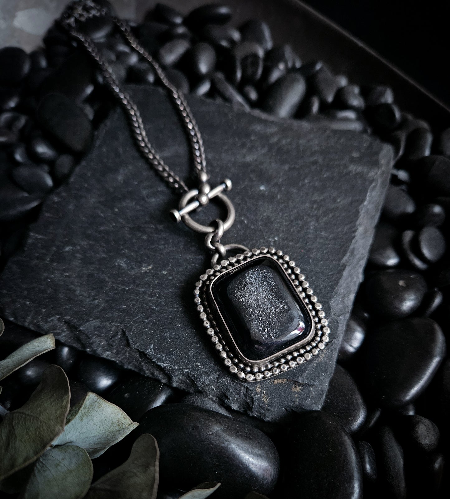 Black Widow Druzy Curb Necklace