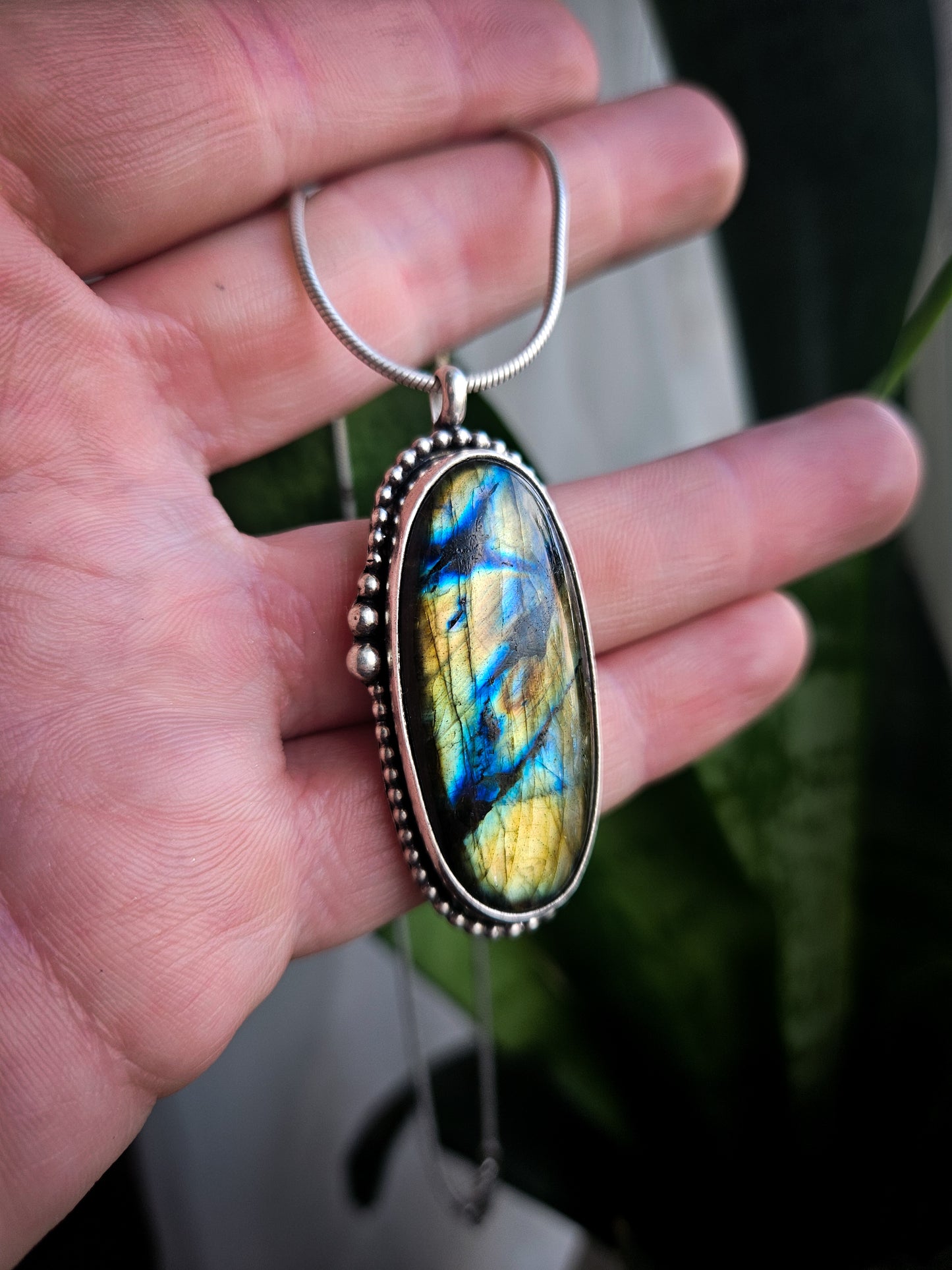 Oblong Labradorite Necklace