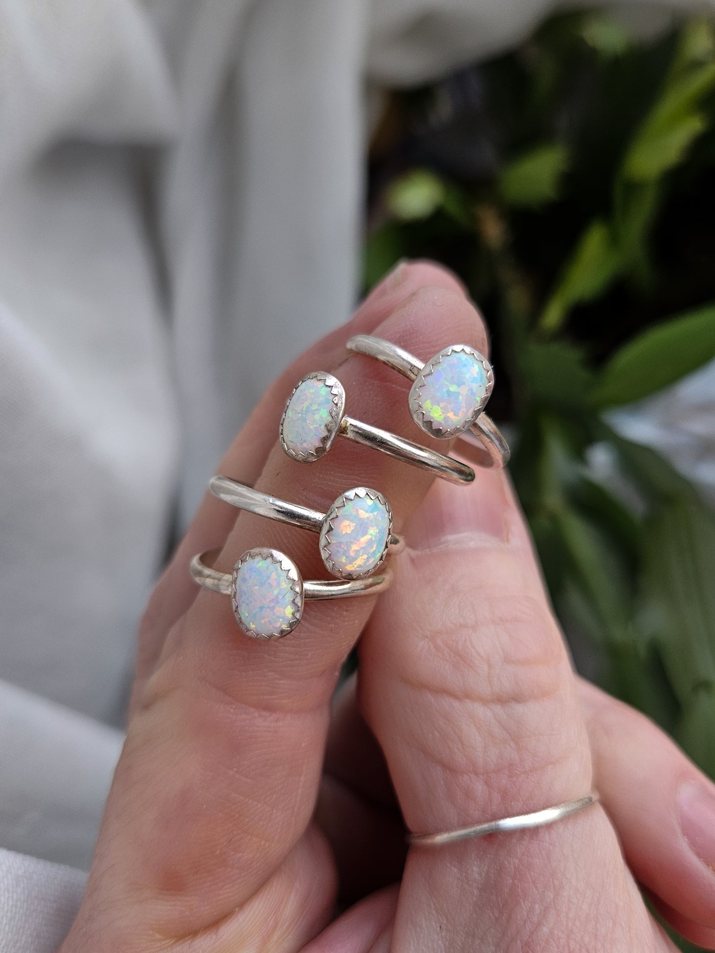 Synth Opal Sterling Stackers