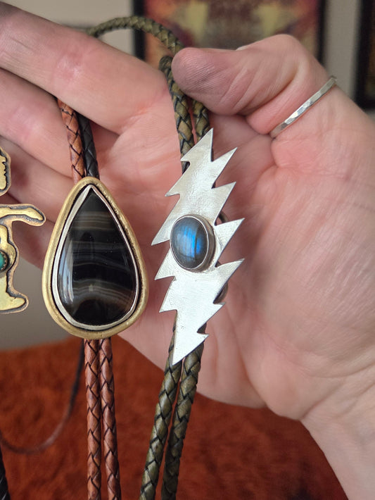 Labradorite Bolt Bolo tie