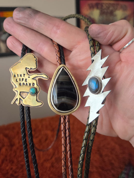 Banded Agate Bolo tie #1