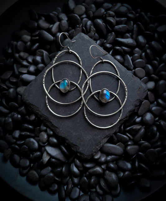 Labradorite Matrix Hoops