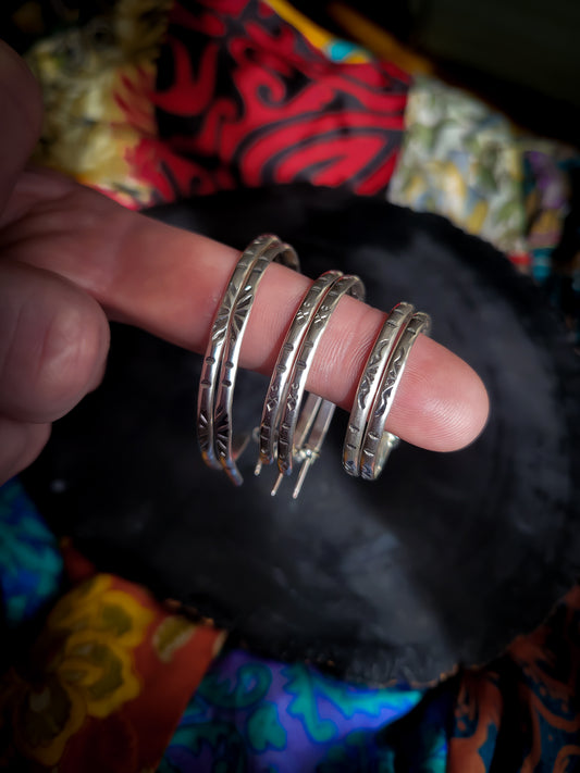 Stamped Sterling Hoops